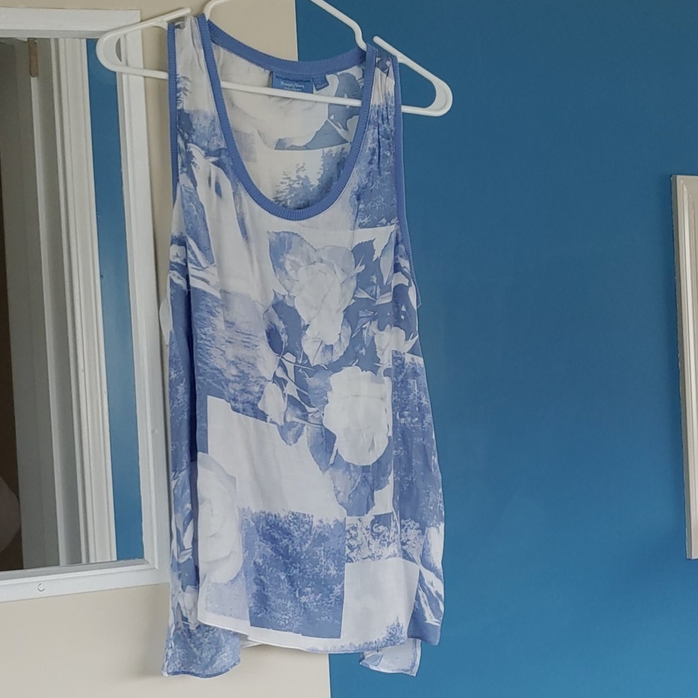 Simply Vera Vera Wang Blue Floral sleeveless top L